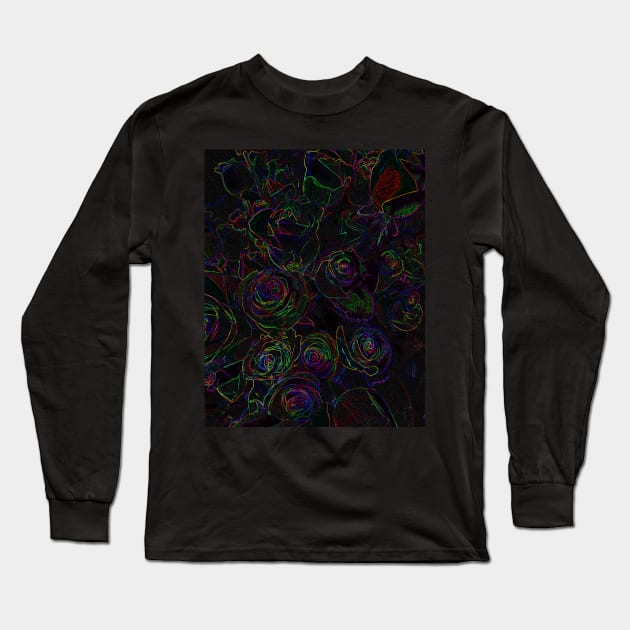 Black Panther Art - Flower Bouquet with Glowing Edges 26 Long Sleeve T-Shirt by The Black Panther